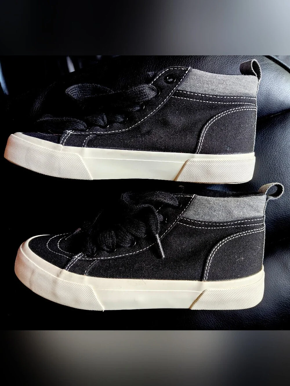 Old Navy Kids Black High-Top Canvas Sneakers with Gray Collar